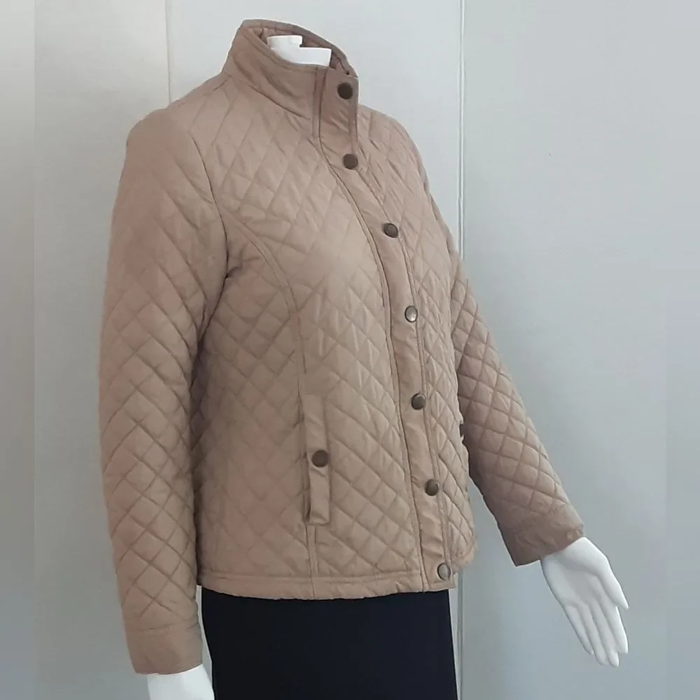 MISS ASHLEY by 26 International Beige Quilted Puffer Jacket Sz SP - Picture 5 of 11